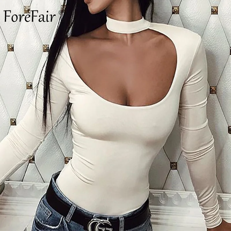 Forefair сексуальные женские комбинезоны осень с длинным рукавом Холтер Тонкий Топы женские короткие комбинезоны зимние женские боди