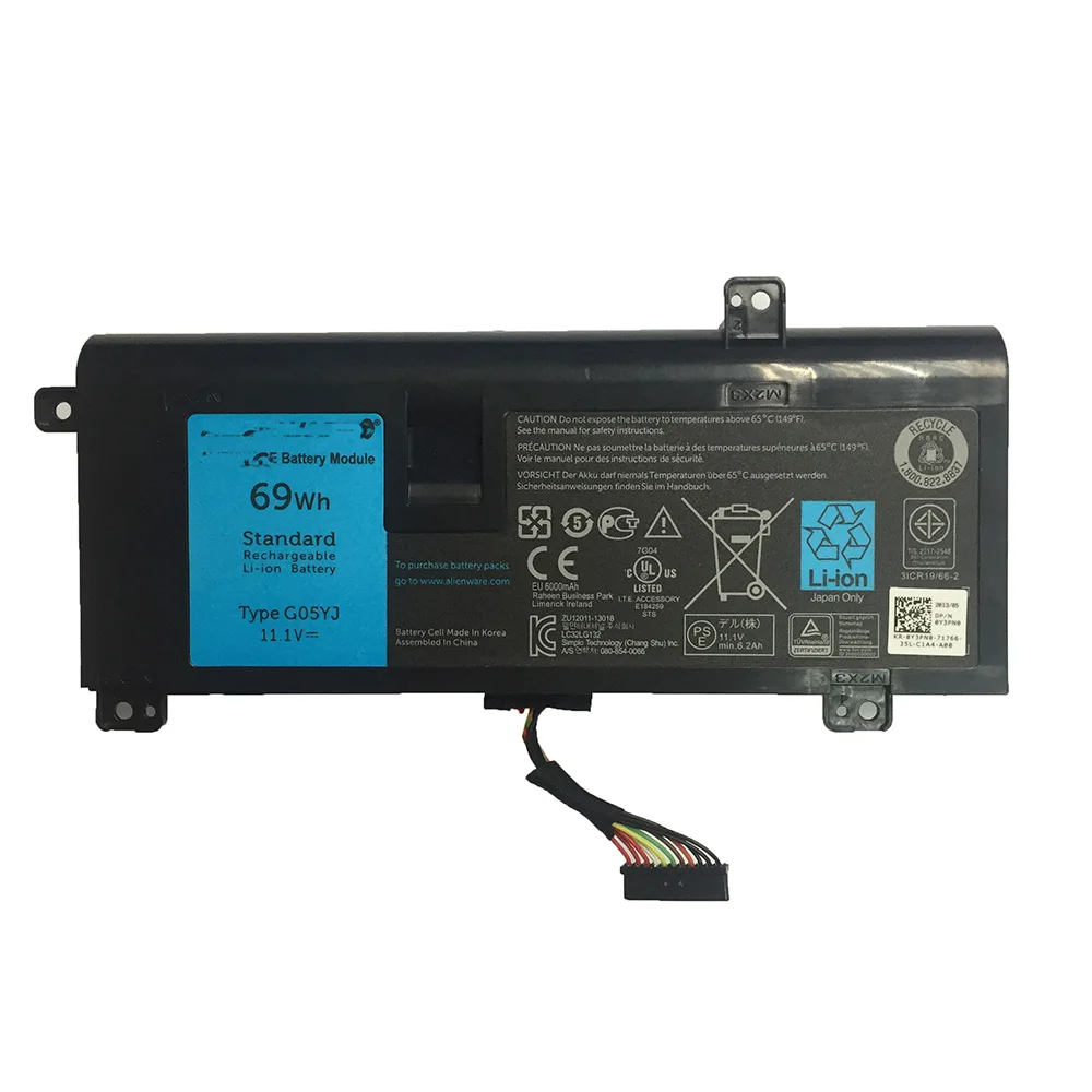 11 1 V 69wh G05YJ новый оригинальный аккумулятор для ноутбука Dell 0G05YJ Y3PN0 8X70T Alienware 14 A14 M14X R3