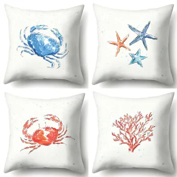

Sea Turtle Printed Cotton Linen Cushion Cover Marine Ocean Sea Horse Home Decor Pillowcase Octopus Sofa Pillow cover