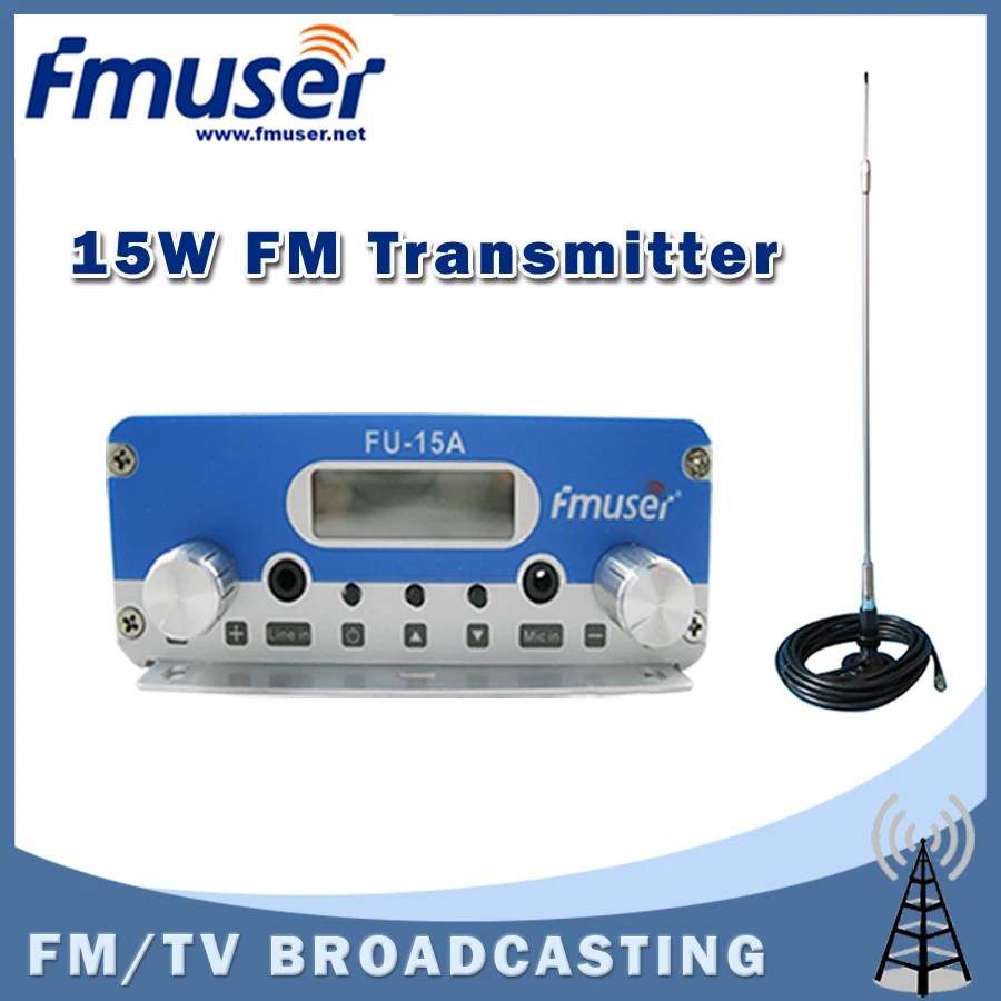 Free shipping FMUSER FU 15A FM transmitter radio broadcast transmitter with CA200 Car Sucker FM