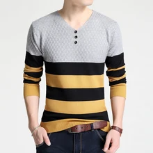 Для мужчин брендовая одежда осень-зима Новое поступление тонкий свитер Мода Для мужчин свитер Повседневное лоскутное Для мужчин трикотажный пуловер