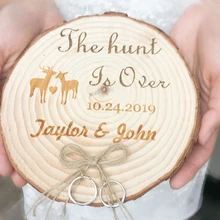 Персонализированные рустикальная свадьба деревянная коробочка для колец Держатель своими руками на имена, дата Engagemant свадебный душ кольцо шкатулка