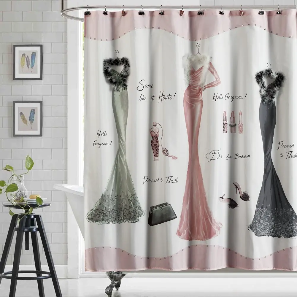 Haute Pink Shower Curtain,Mildew Resistant,Print for Bathroom,Cute