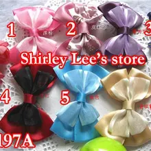 300 шт.(6x4 см) два тона атлас/органза большой бант галстук, причудливые ленты лук аппликация микс 6 видов цветов