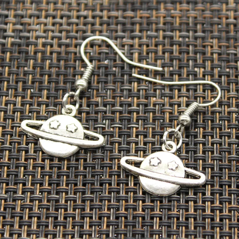

Antique Silver Color saturn planet spark star galaxy Charm Drop Earring, Dangle Earrings For Womens