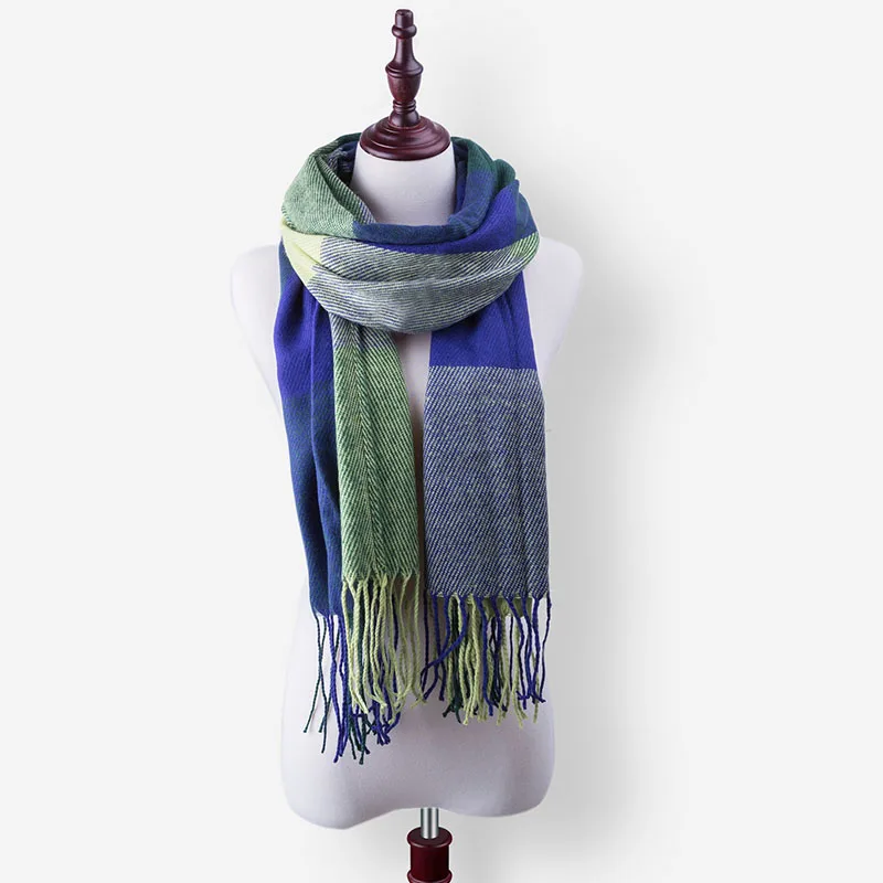 Новая мода зимний шарф для Для женщин Элитный бренд клетчатой кашемировый шарф Для женщин шерстяной плед Одеяло шарф пашмины Обёрточная бумага шали - Цвет: E
