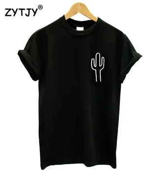 Cactus pocket Print Women tshirt Cotton Casual Funny t shirt For Lady Top Tee Hipster Drop Ship Z-758 contrast striped cactus print casual t shirt