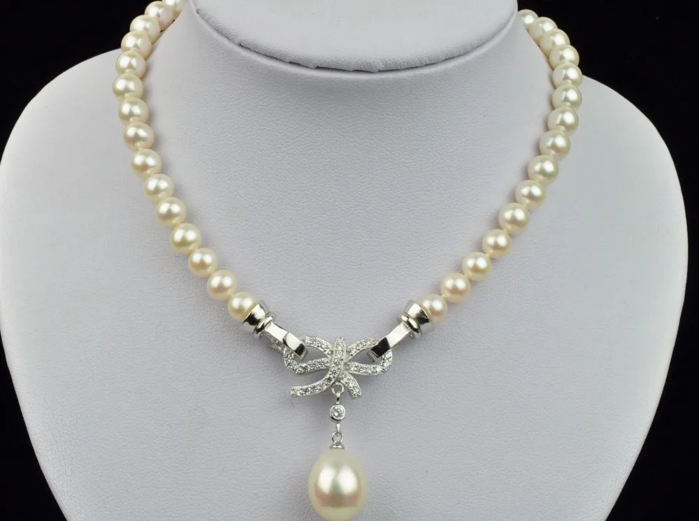 

FREE SHIPPING HOT sell new Style >>>>2016 new natural 9-10mm genuine white south seas pearl necklace 18inch s925