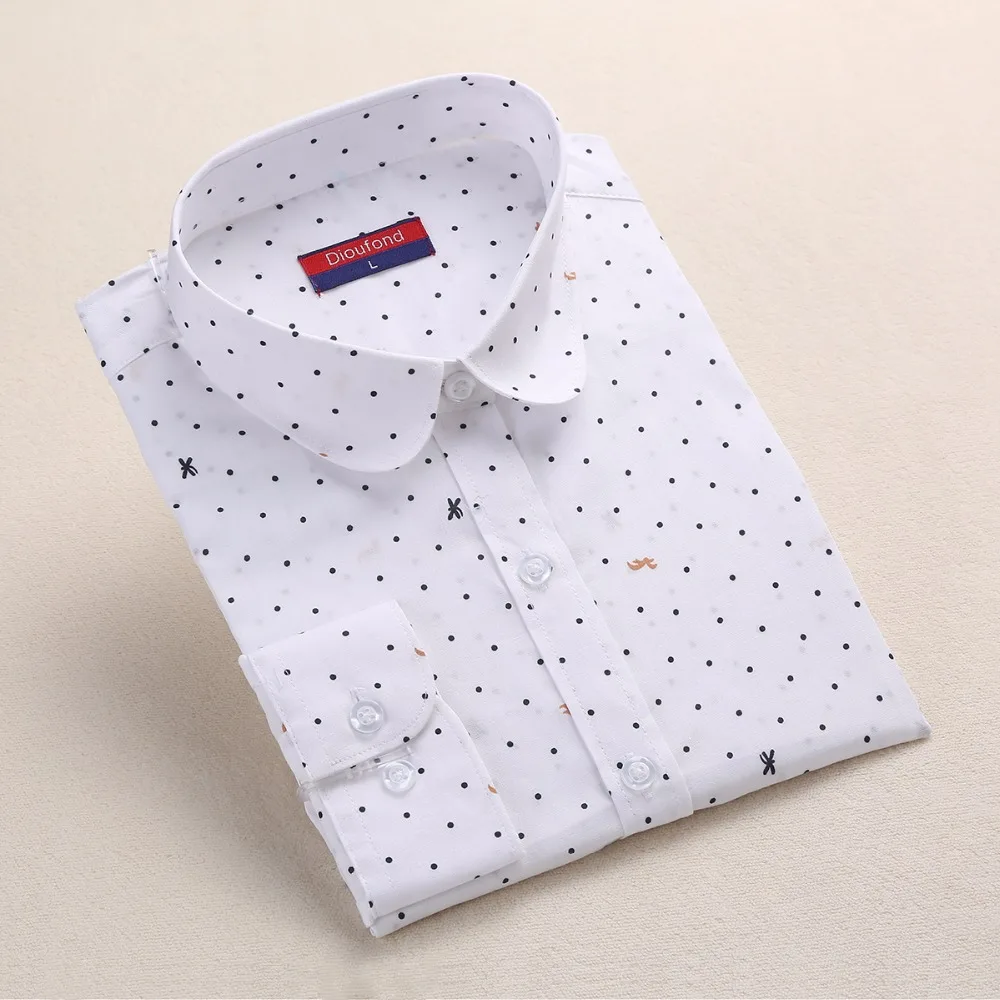 2018 Hot New Women Full Sleeve Blouses Striped Shirts Women Summer Tops White Dot Blouse Women Button Chemise Femme Plus Size 2018 Hot New Women Full Sleeve Blouses Striped Shirts Women Summer Tops White Dot Blouse Women Button Chemise Femme Plus Size