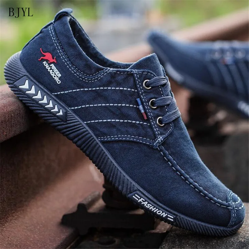 

BJYL 2019 New spring autumn men's fashion cowboy canvas casual shoes comfortable breathable men's lazy shoes flat shoes B208
