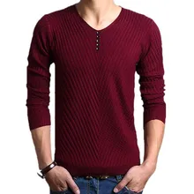 Мужской трикотаж с v-образным вырезом, новая мода, Осень-зима, мужской однотонный цветной трикотаж, высокое качество, мужской Тонкий Повседневный свитер, пуловер
