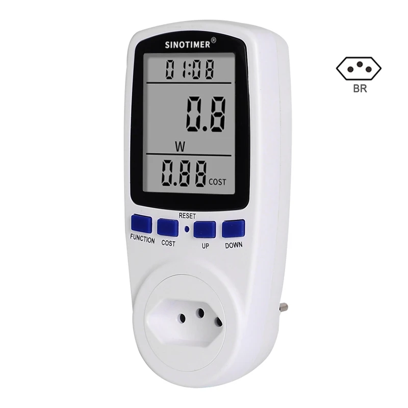 Brazil BR Plug Socket Power Meter Energy Saving Meter Wattmeter Digital Power Consumption Watts Digital AC 220V 110V Electricity