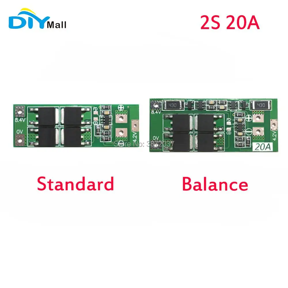 

DIYmall 2S 20A BMS board 7.4V 8.4V 18650 Lithium battery protection board Standard Version Balance Version