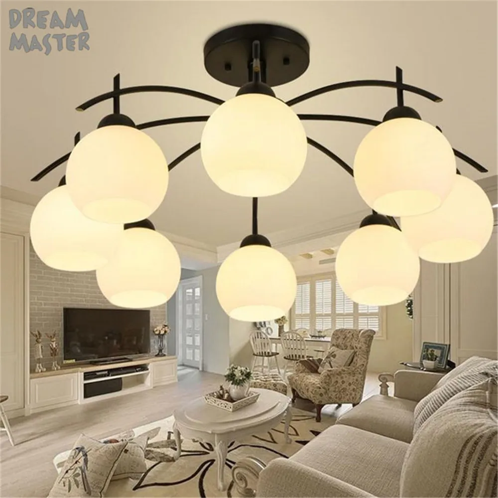 3/5/8 Frost glass lampshades ceiling lights lustres black Metal surface