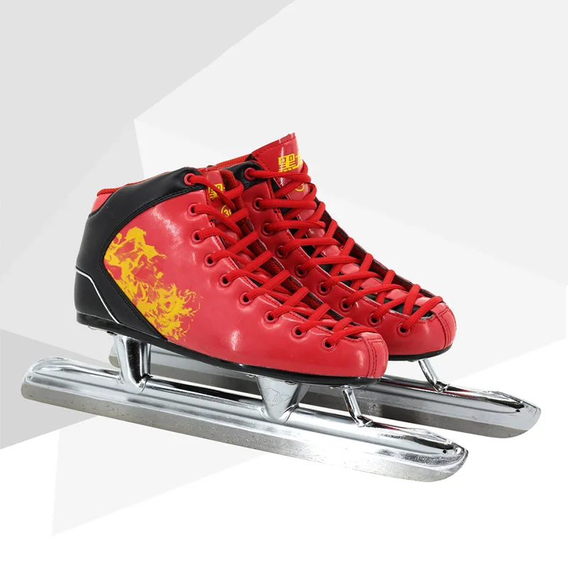 Japy Skate Pation Leather Speed Ice Blade Skating Shoes Metal Long Tube