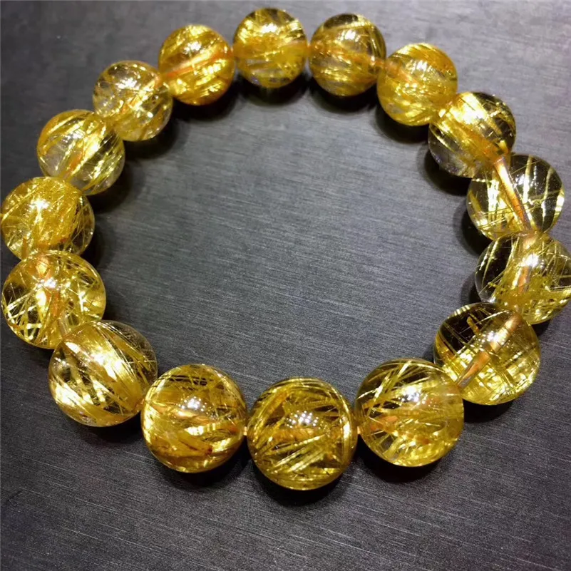 Natural Gold Rutilated Quartz Crystal Bracelet (6)
