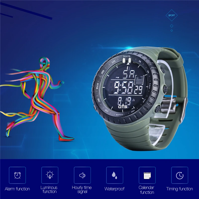 

O.T.S Large Sport Digital Watch Waterproof Luminous Led relogio masculino with Calendar Men's Eletronicos Wrist Watches 39