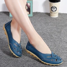  2021 New Spring Women Shoes Solid Color Flats Shoes Women Elegant Baotou Women Flats Genuine Leather Shoes For Ladies Plus Size 