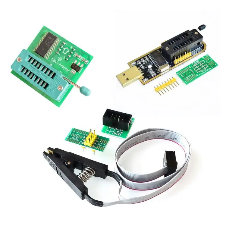 

CH341A Series EEPROM Flash BIOS USB SOP8 Test Clip For EEPROM programming+2 adapters 1.8V adapter for Iphone or motherboard