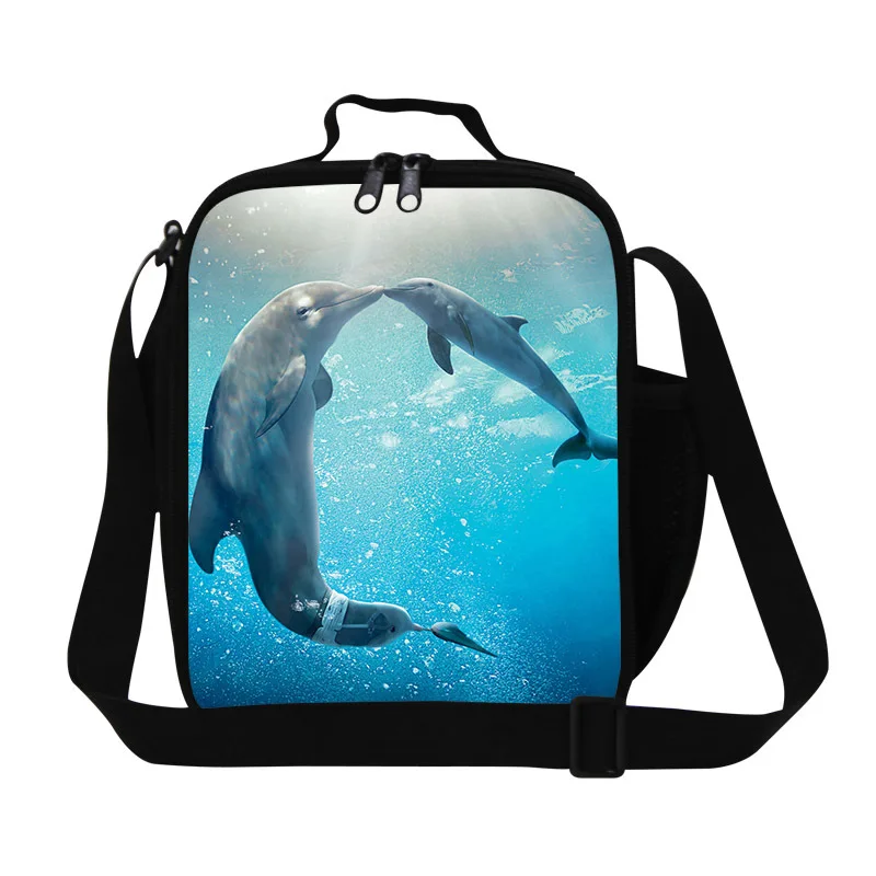 Персонализированные дельфины 3D печати девушки сумки для ланча Мода термальный Ланч-бокс сумка для студентов женские Рабочие пищевые сумки контейнер для ланча - Цвет: Многоцветный