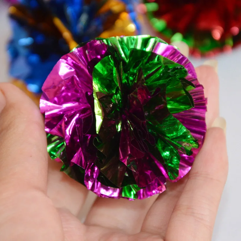 6 шт./лот Диаметр 5 см mylar мяч морщинка Игрушки для котов Интерактивный цветной