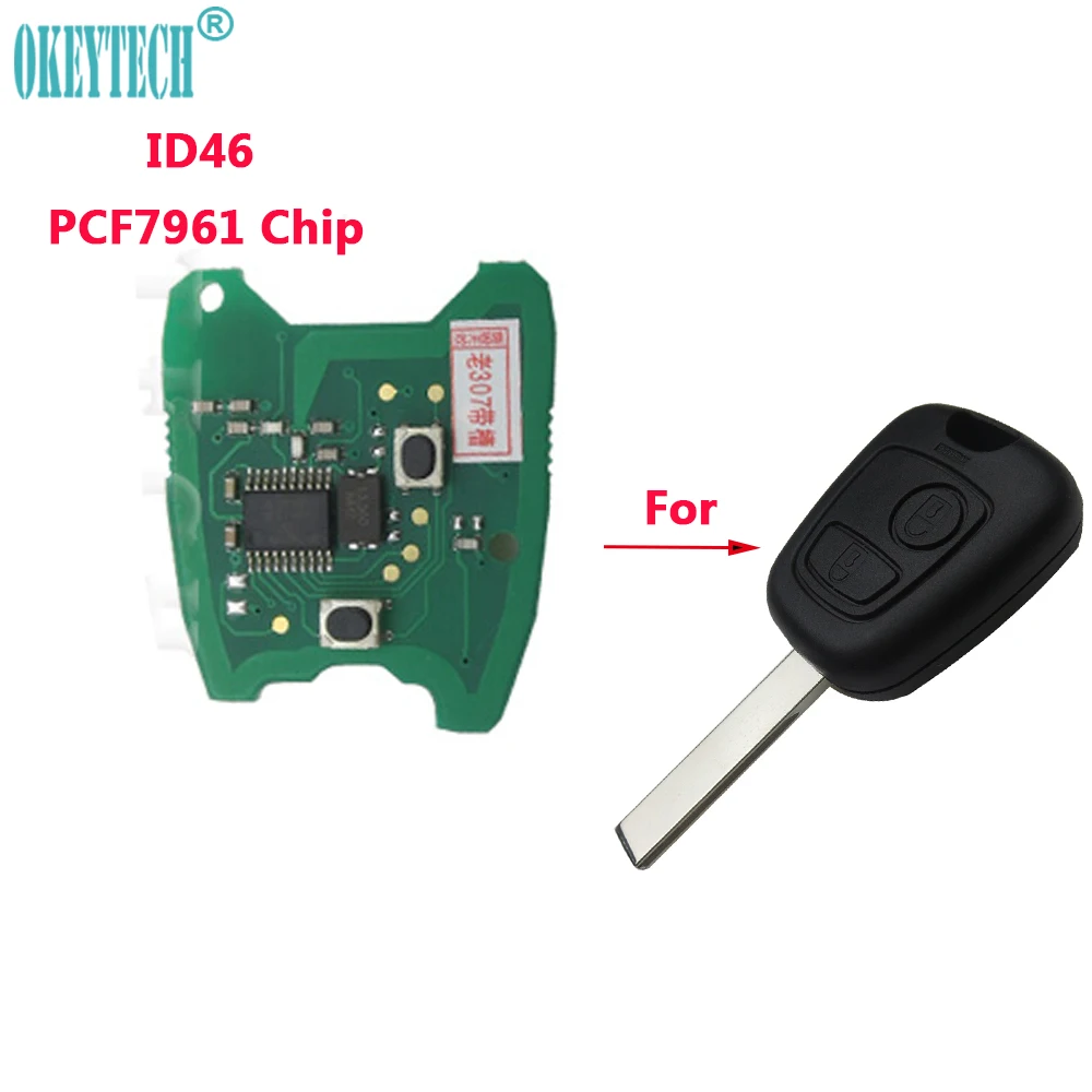 OkeyTech 2 кнопки дистанционного брелока монтажная плата ID46 PCF7961 Электрический чип для peugeot 307 для Citroen 73373067C