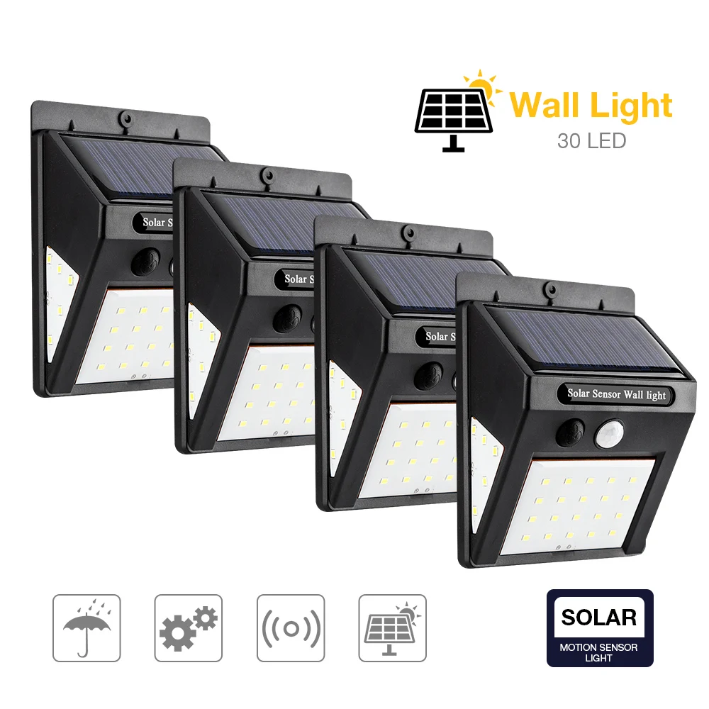 

1/4pcs LED solar light Wall Lamp PIR Motion Sensor Waterproof garden solar light Path Emergency Security Light 3 Sided Luminous