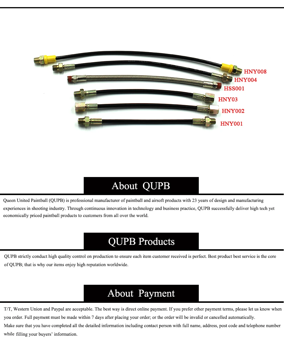 Qupb Пейнтбол Airsoft высокое Давление шланг 9000PSI 60 см длинные с 1/8 ''NPT Мужской G1/8'' внутренняя резьба HNY006