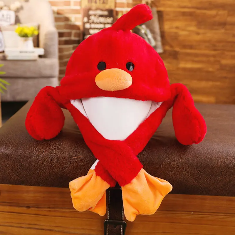 Животные утка шляпа с ушками движущаяся плюшевая игрушка мягкая креативная шляпа кукла Дети милый подарок на день рождения - Цвет: Красный