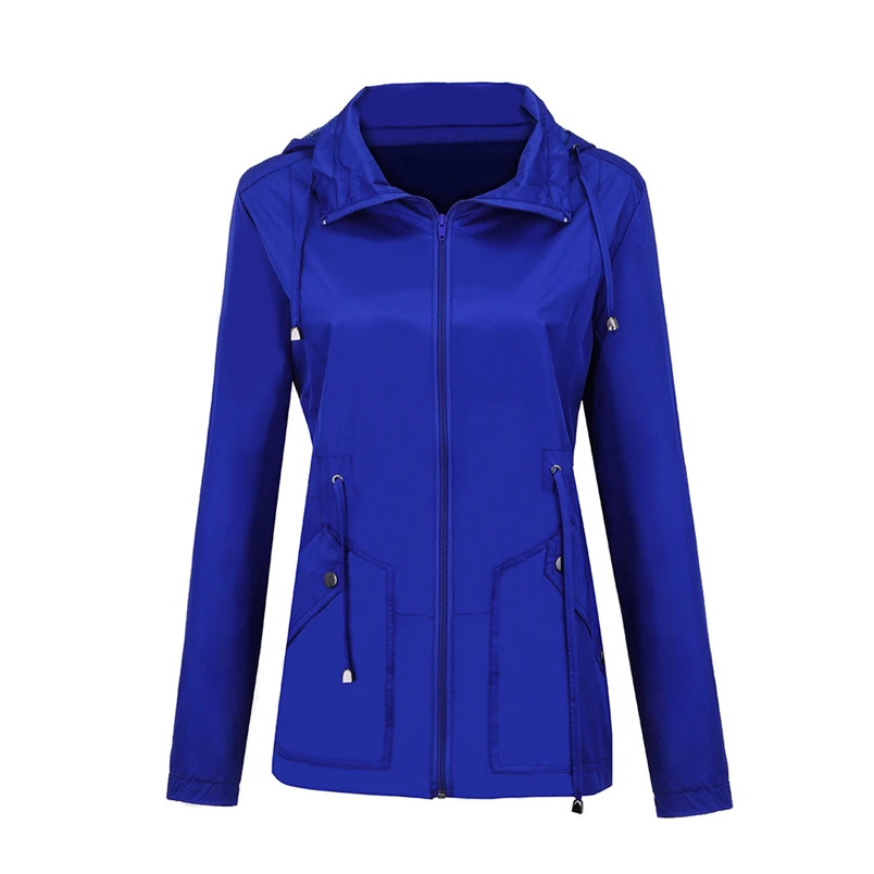 Women Jacket Fashion Cloth Casual Coat Winter Hooded Long Sleeve Lightweight Rain Jacket Raincoat Trench Overcoat #FS#4NV01 (5)
