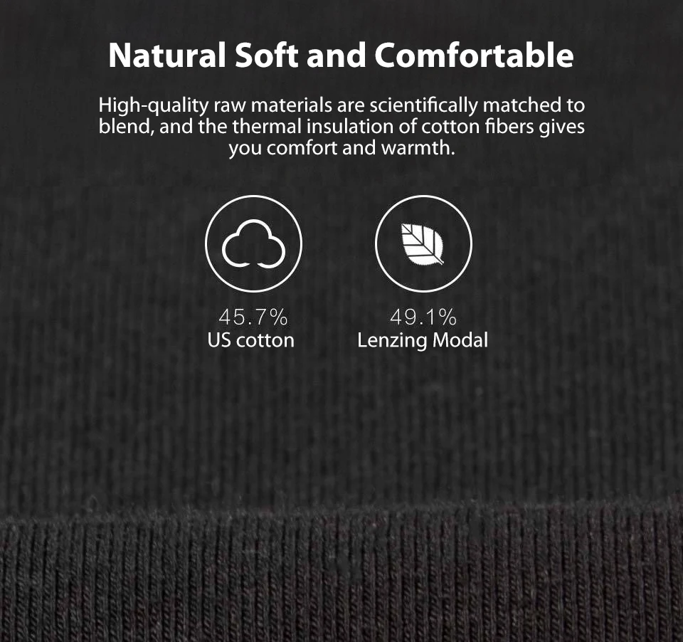 Original xiaomi mijia COTTONSMITH women's men's far infrared heat thin section set autumn pants black (5)