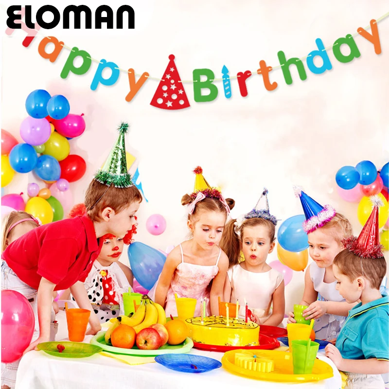 Eloman 'happy birthday' красочные бумаги баннер висит флаг для ребенка Детский наряд
