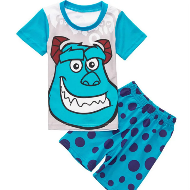 Комплекты пижам для маленьких мальчиков летняя детская хлопковая одежда для сна с короткими рукавами пижамы с рисунком Минни Супермена милые комплекты одежды для девочек