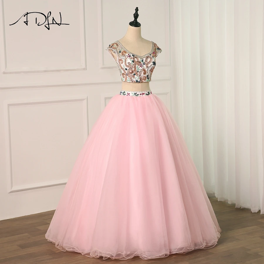 Quinceanera Dresses: Stunning Heavy Beaded Crystals Ball Gown Set with Crop Top - Sexy Two Pieces for Sweet 16 Party image 4
