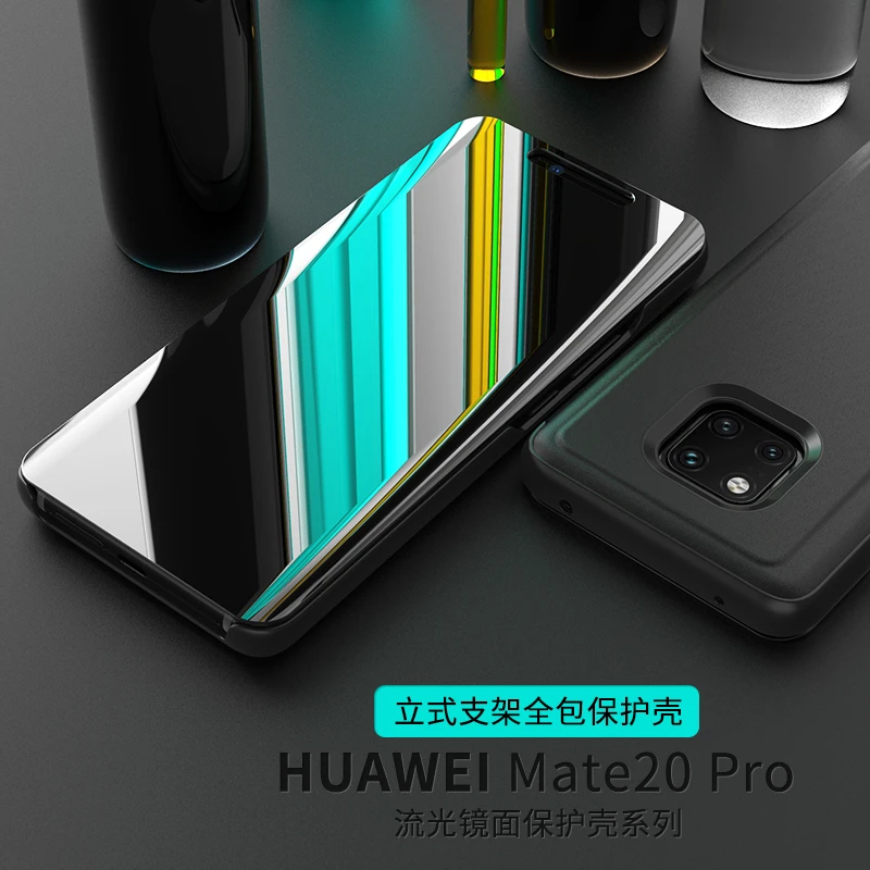 

Mirror Flip Case For Huawei Mate 20 Pro Luxury Clear View Leather Cover For Huawei Mate 20 Pro Smart Case for Huawei Mate20
