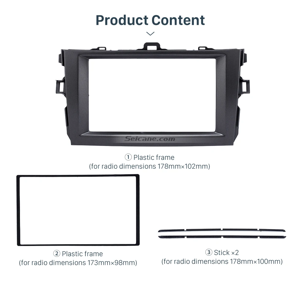 Product Content Black Double Din 2008 2009 2010 Toyota Corolla Car Radio Fascia Stereo Dash Kit Audio Player Panel Plate