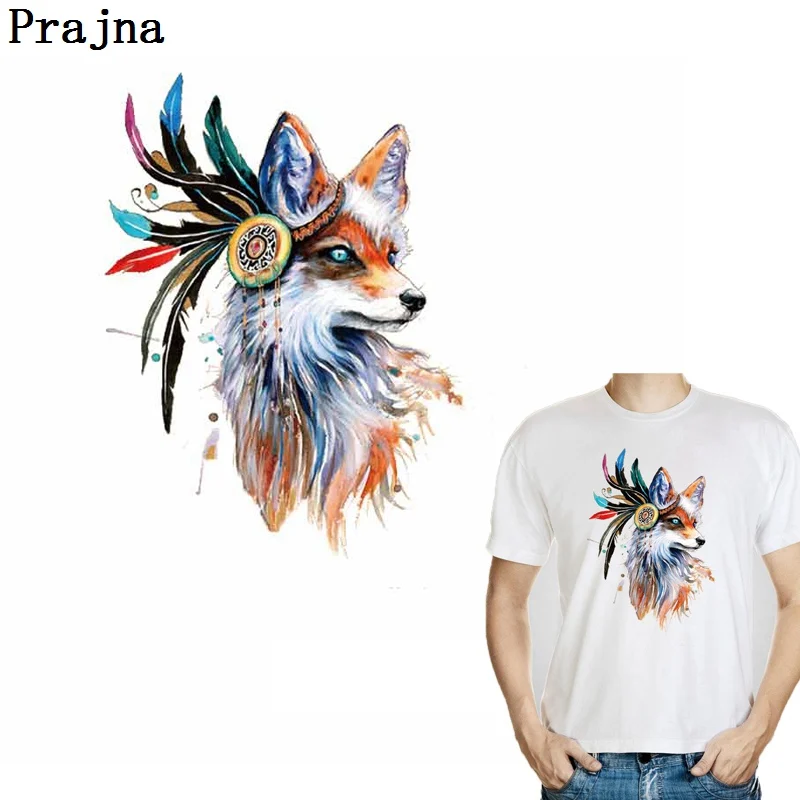 

Prajna Animal Patch Five Colored Fox Heat Transfer Feather Iron On Patches Heat Press Vinyl Transfer Printer Sticker For T-shirt