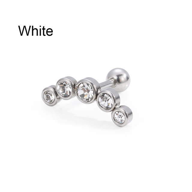 Cartilage Helix Tragus Stud Earrings Ear Nail Stainless Steel Bar Piercing Crystal Body Jewelry Accessories Gifts