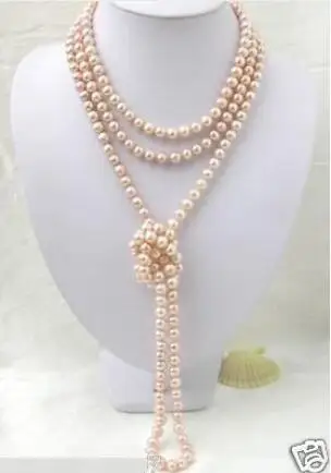 

Free Shipping>>new hot CHARMING JEWELRY 7-8MM PINK PEARL NECKLACE 75 INCH