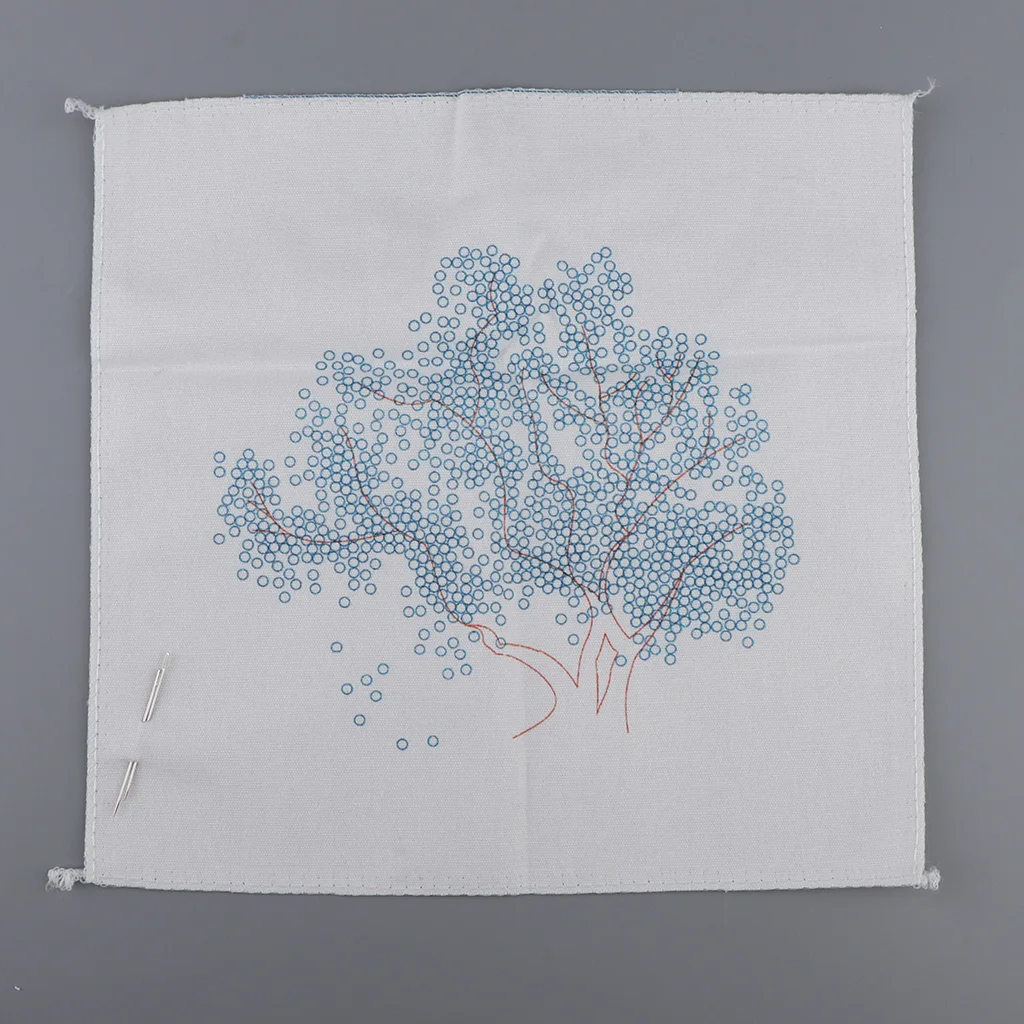 DIY Ribbon Tree Pattern Embroidery Cross Stitch Set Needlework Kits Sewing Decor