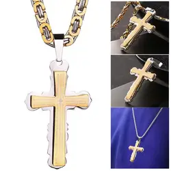 Мода крест кулон Цепочки и ожерелья Для мужчин; металлическое золото Для мужчин цепи кулон Цепочки и ожерелья молитва ювелирных изделий