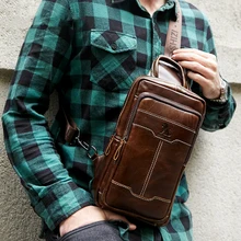 Новая модная винтажная брендовая мужская нагрудная сумка из натуральной кожи, модная мужская сумка через плечо из коровьей кожи, маленькая Повседневная сумка через плечо