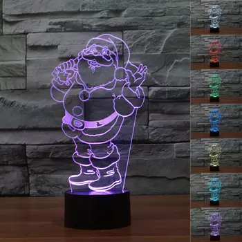 

Xmas Color changing 3D Optical Illusion CHRISMAS TREE Santa Claus LED Art Sculpture Night Lights Desk Lamp with Touch Control