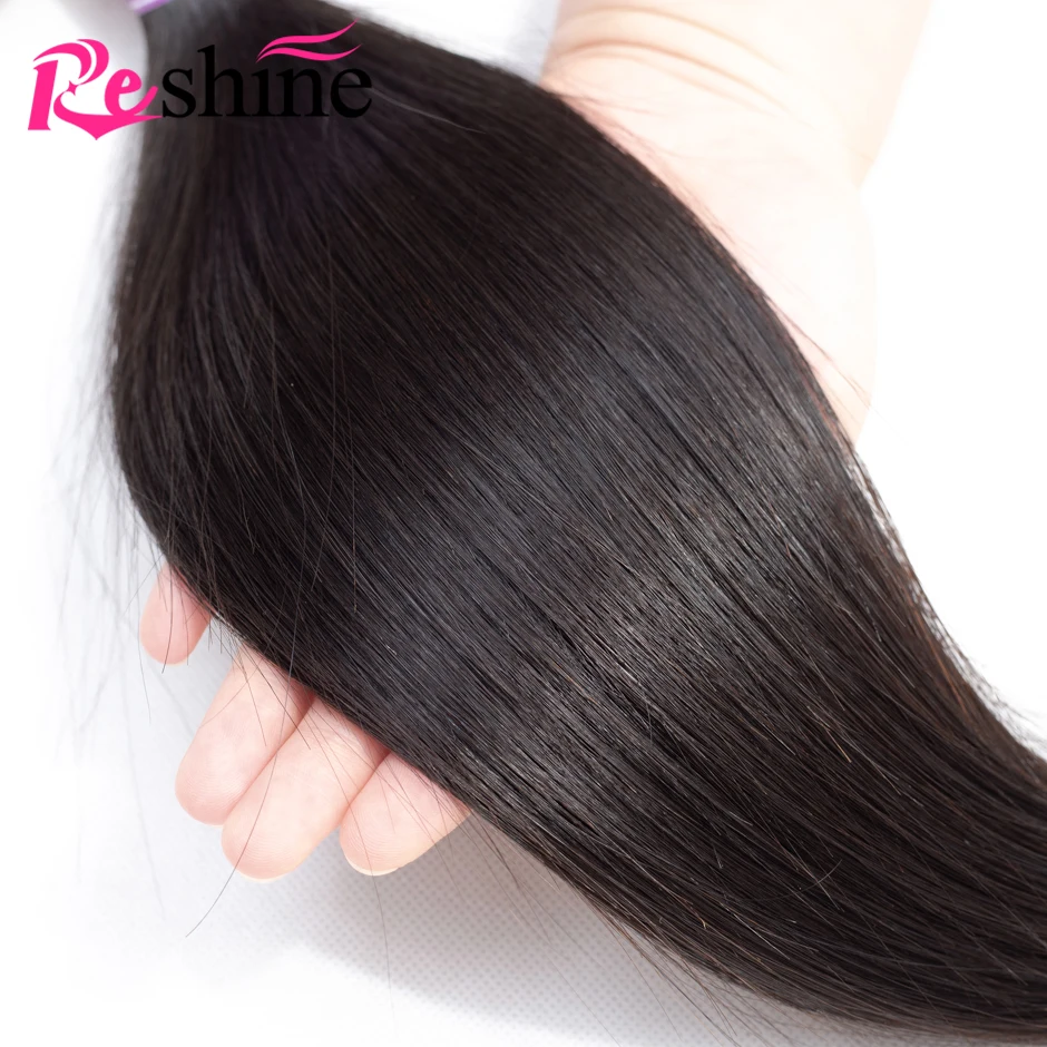 Brazilian Straight Hair Bundles Reshine 100% Human Hair 3/4 PC Bundles Natural Color Weaving Bundles Remy Hair Extensions