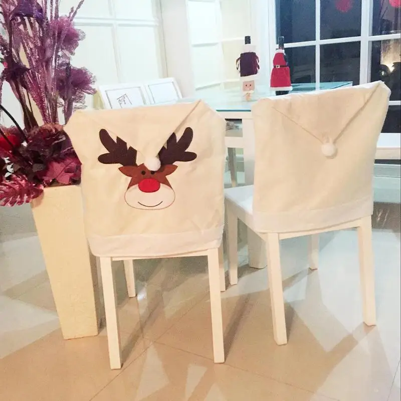 Мультяшная вышитая шляпа оленя чехлы для стульев крышка чехол для стула «Рождество» декор на стол для домашнего ужина вечерние шапки чехлы для стульев Рождество