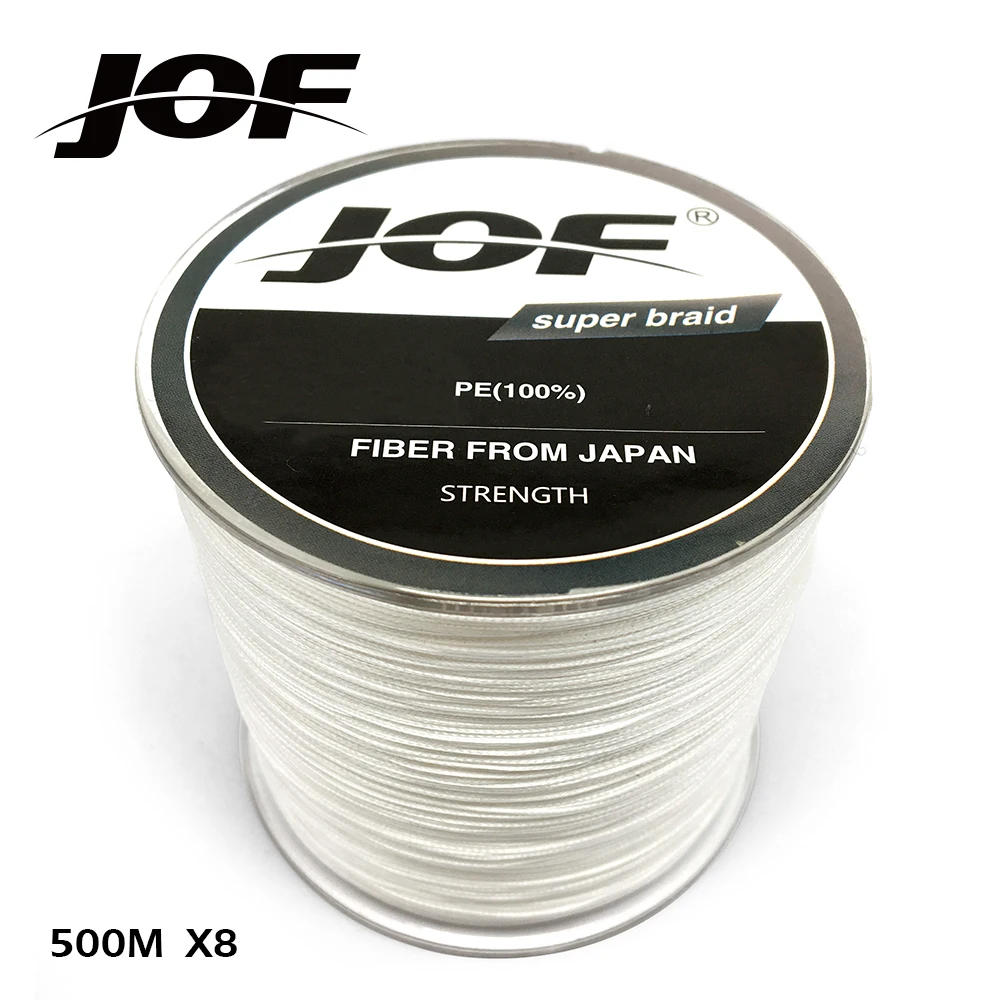 JOF рыболовная леска 100 м 150 300 500 1000 12lb 78lb PE Белый Плетеный 8 нитей океанская пляжная