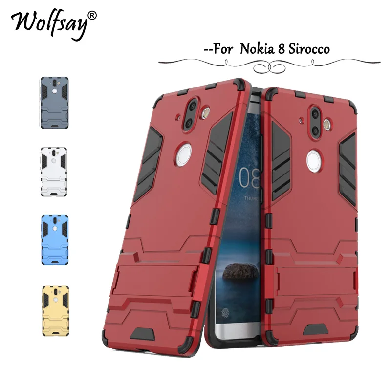 

Wolfsay Cover For Nokia 8 Sirocco Case Slim Robot Armor Rubber Capa FOR Phone Case Nokia 8 Sirocco Global Dual TA-1042 TA-1005