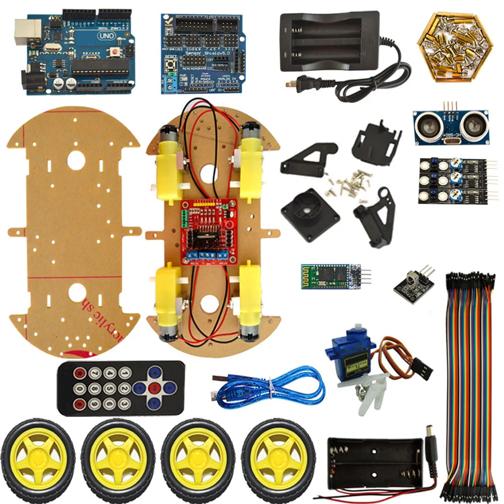 4WD Bluetooth Multi-functional DIY автомобиль для Робот ардуино образование Программирование + Руководство пользователя + PDF (онлайн) + видео