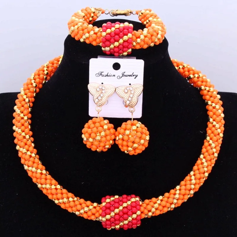 4 ujewelry африканские бусы комплект ювелирных изделий 2017 нигерийской свадьбы