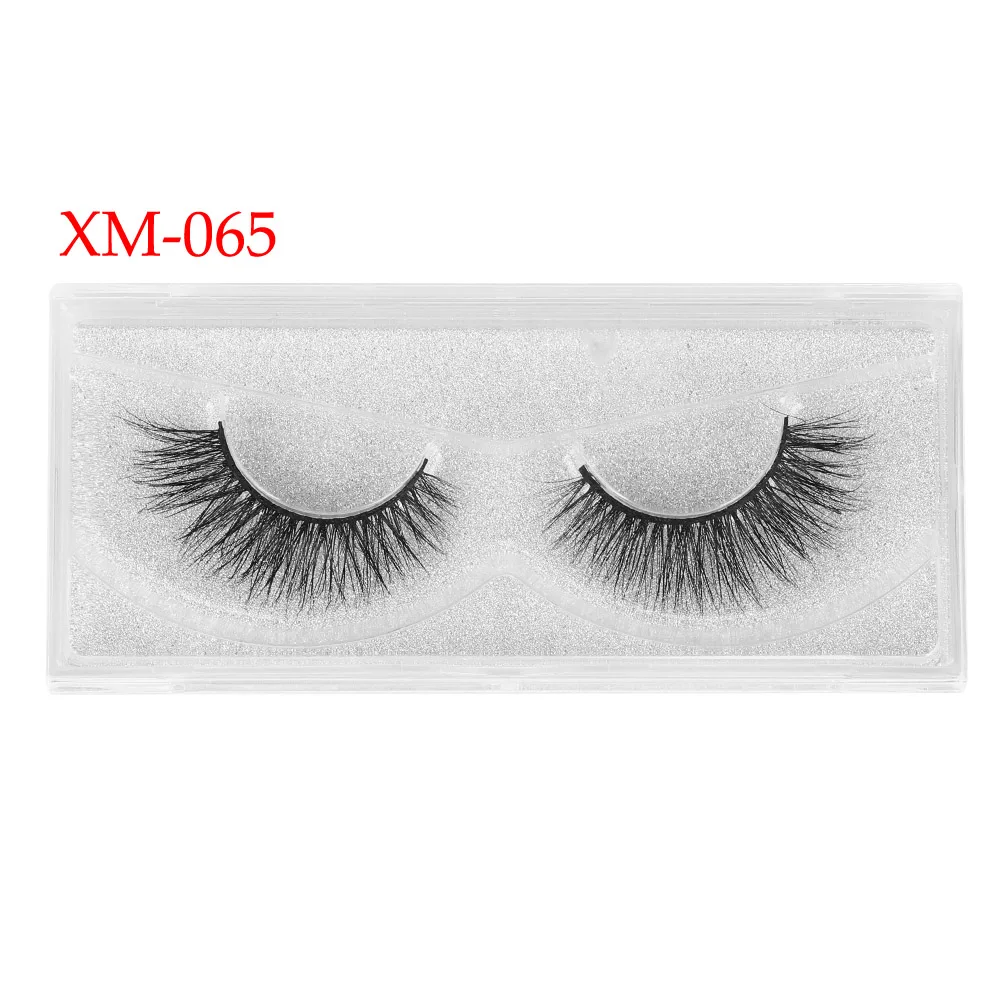 1 Pair Mink Hair Eyelashes Cross Wispy Long False Lashes With Mirror Box Natural Eye Makeup Extension Handmade Fluffy 12 Styles - Цвет: XM-065